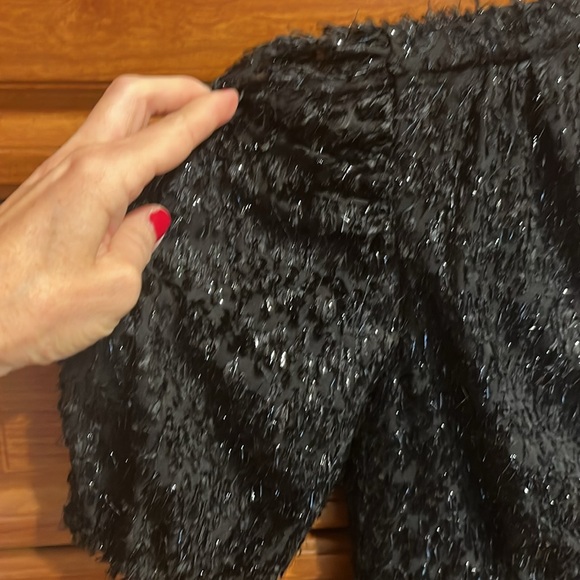 STAUD black sparkle puff sleeve mini dress- festive holiday dress! - Picture 2 of 4
